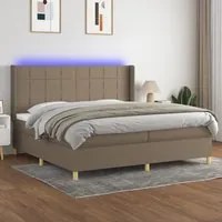 Letto a Molle Materasso e LED tortora 200x200cm in Tessuto cod mxl 58220