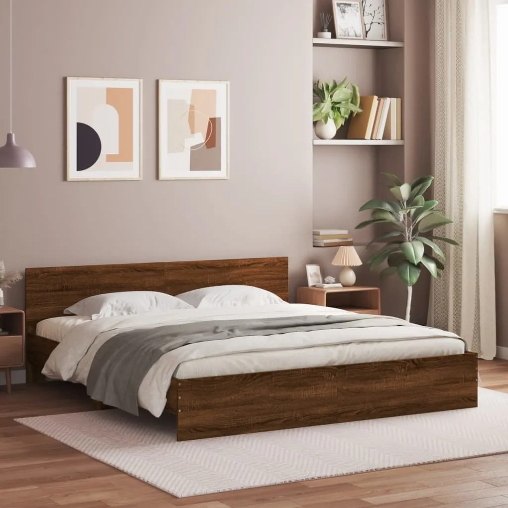 Giroletto Con Testiera Rovere Marrone 160x200 Cm /