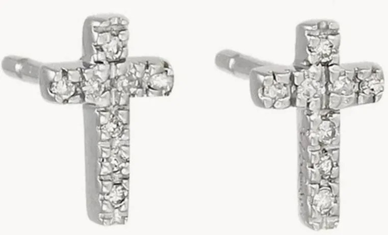 Orecchini in oro bianco con diamanti Jolie Croix, 0,05 carati
