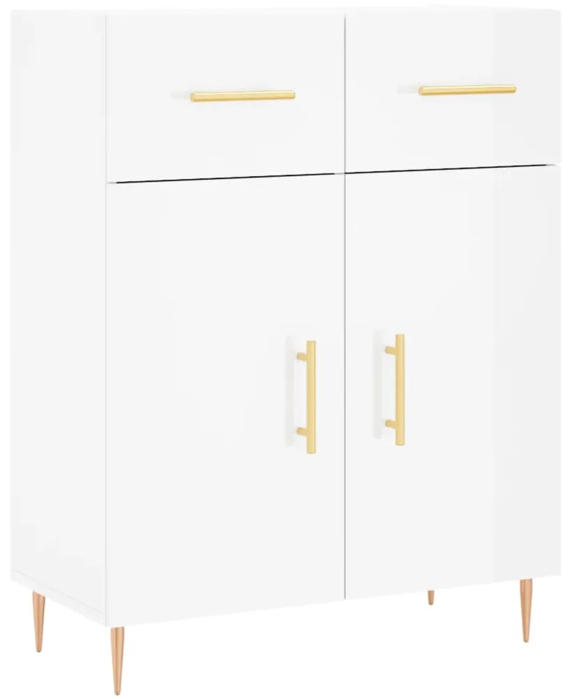 Credenza 69,5x34x90 cm in legno multistrato bianco lucido