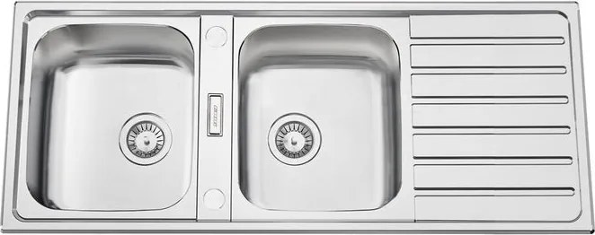 Lavello sopratop 2 vasche in inox argento RODI Urban 120 L 120 x L 50 cm, reversibile