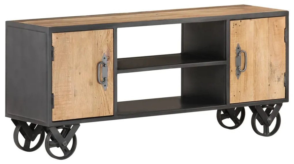 Mobile Porta Tv 110x30x49cm İn Legno Massello Di Recupero /