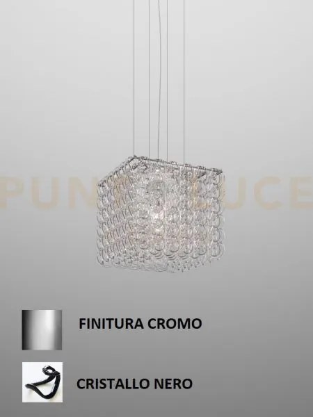 Giogali sospensione cub nero e cromo lucido 3 luci attacco e27 in c...
