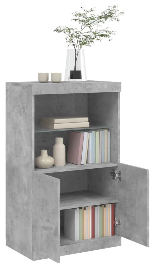 Credenza con luci led grigio cemento 60,5x37x100 cm