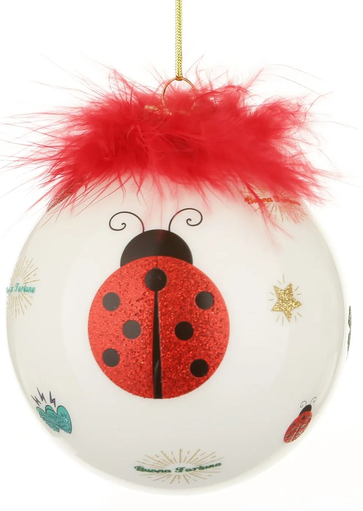 Pallina Natale coccinella rossa 10 cm Good Luck