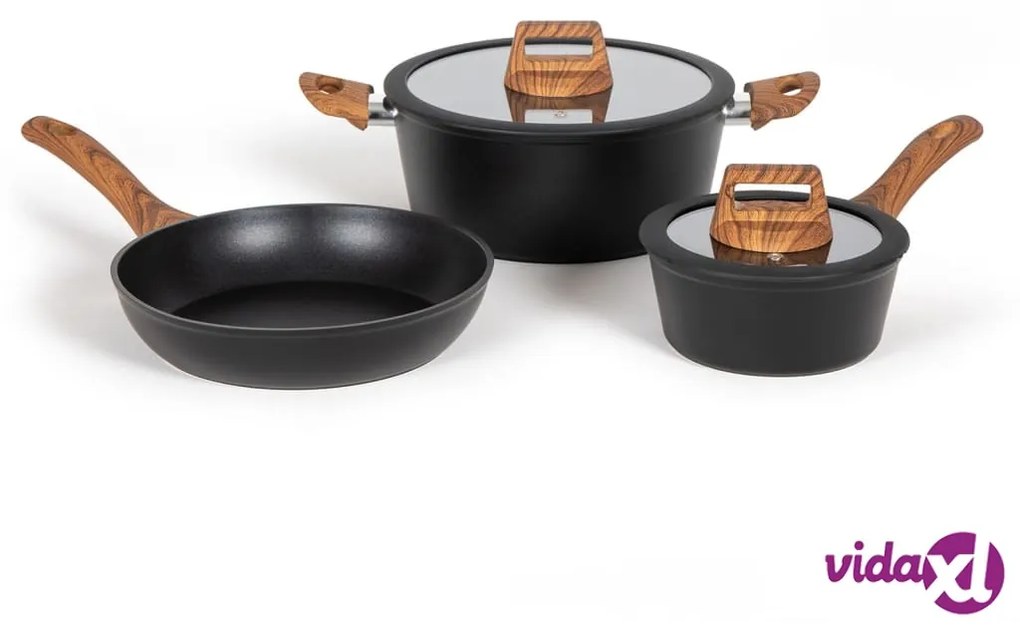 Livoo Set di Pentole 5 pz in Alluminio Nero