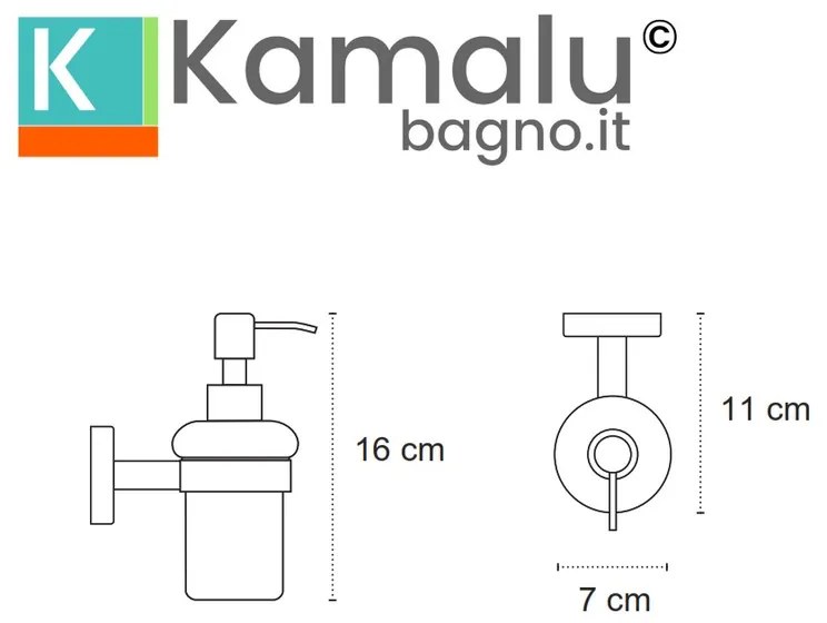 Kamalu - dispenser bagno in vetro e acciaio inox satinato installazione a muro | mira-s