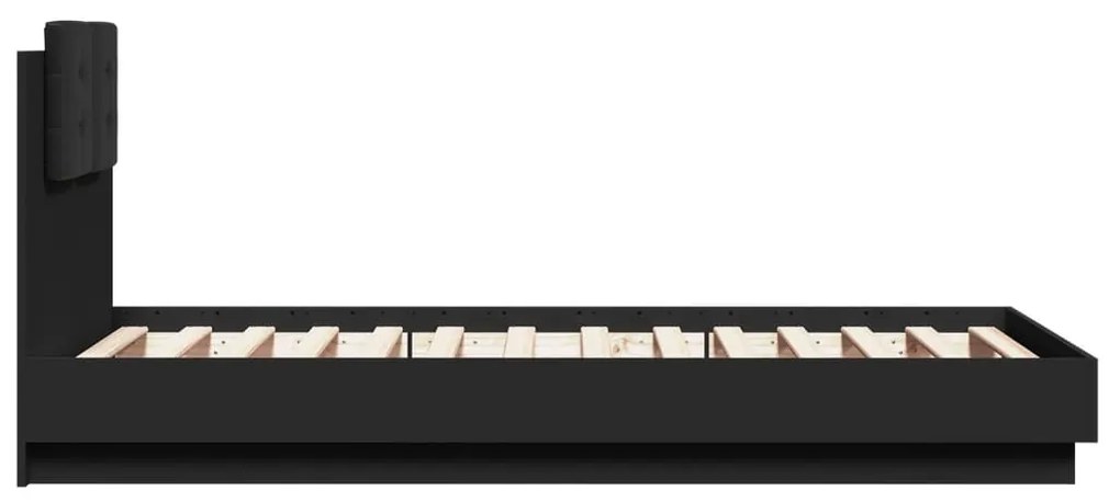 Giroletto con testiera nero 75x190 cm in legno multistrato