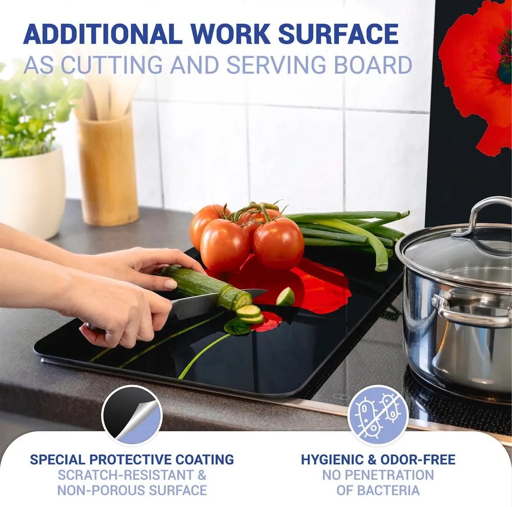 Set di 2 coperchi per stufe in vetro temperato 52x30 cm Poppy - Maximex