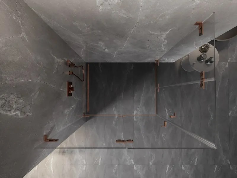 Mexen Lunar-F Duo cabina doccia pieghevole 100 x 80 cm, trasparente, rame spazzolato - 836-100L-080P-65-00