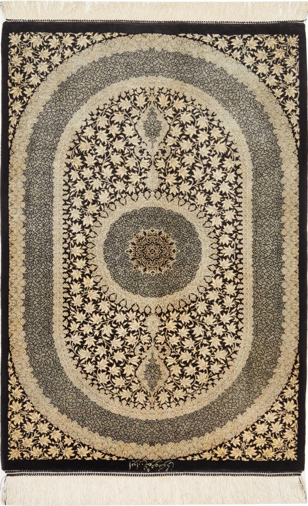 Ghom Tappeto 90x60 (Iran) Annodato A Mano