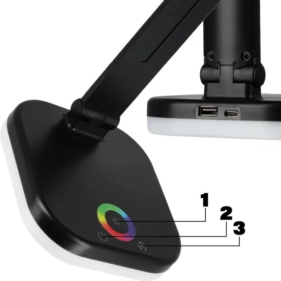 Lampada da tavolo dimmerabile LED RGBW con ricarica wireless LED/7W/5V USB nera
