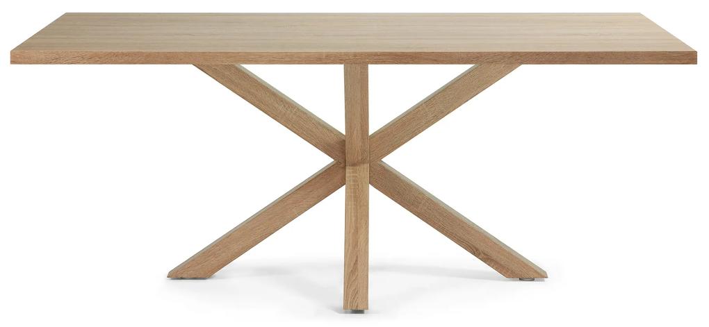Kave Home - Tavolo Argo di melammina con finitura naturale e gambe in acciaio effetto legno 200 x 100