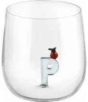 Bicchiere lettera P coccinella in vetro borosilicato design Benny Setti