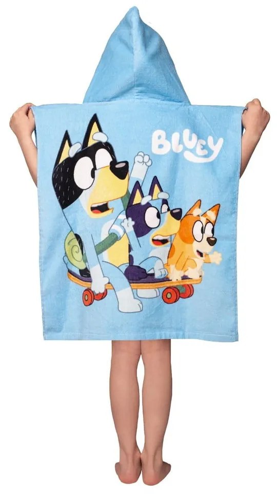 Poncho per bambini blu in cotone 3-8 anni Bluey Skate – Jerry Fabrics