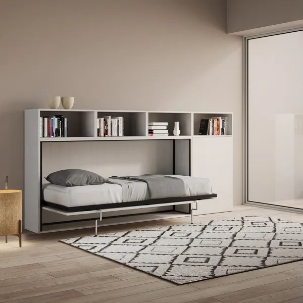 Letto NABOR singolo a scomparsa Bianco Frassino Composizione A