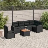 Set Divani da Giardino con Cuscini 7pz Nero Polyrattan 3256475