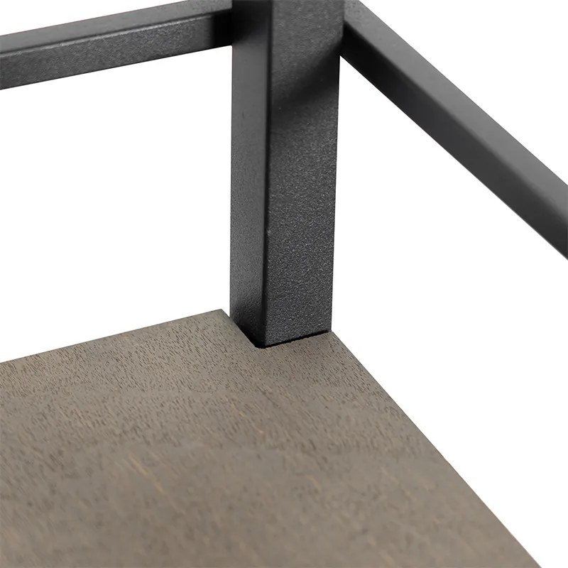 Lampada da terra industriale nera con legno - Cage Rack