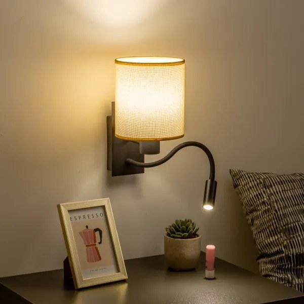 Brilagi - Applique a LED NUBILA 1xE27/25W/230V+LED/3W nero/marrone chiaro