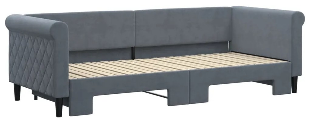 Divano letto con letto estraibile grigio scuro 80x200cm velluto