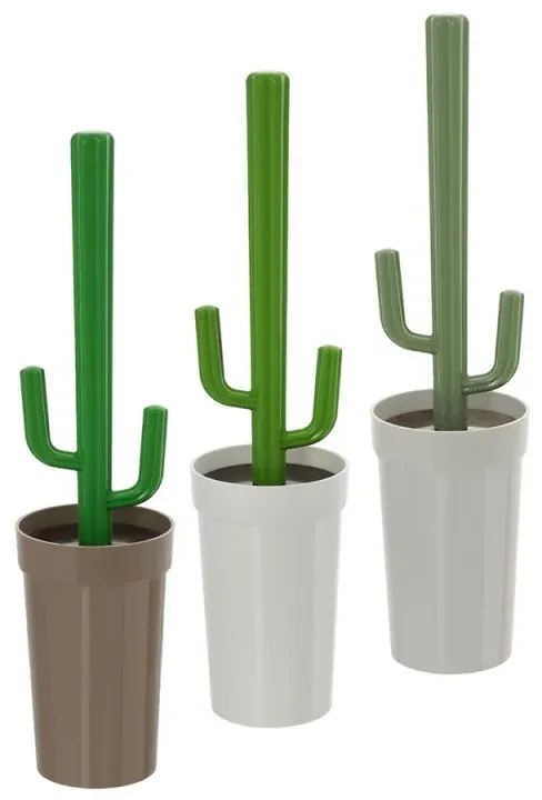 Scopino WC Cactus da appoggio tortora in plastica con setole nere
