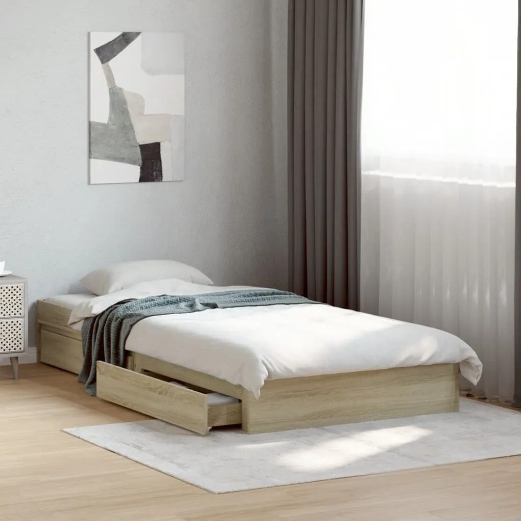 Giroletto cassetti rovere sonoma 100x200 cm legno multistrato