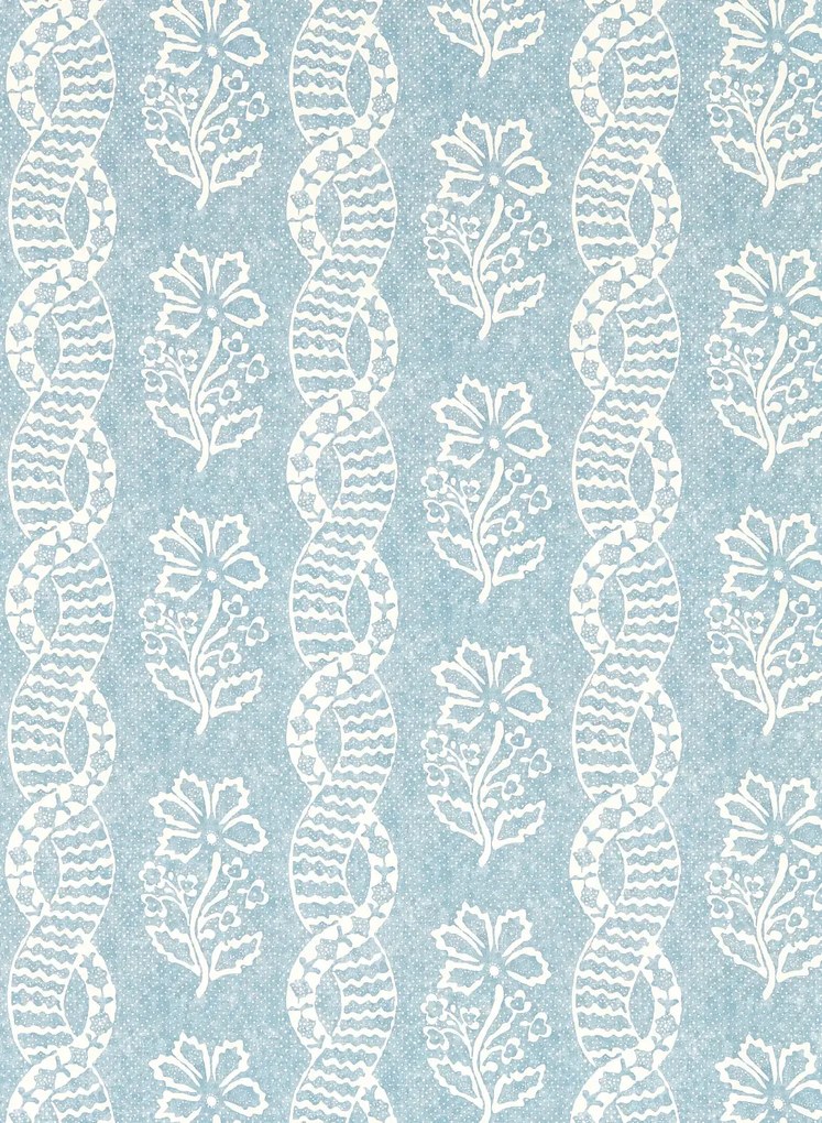 Zoffany Carta da parati Dabu Stripe - Wedgwood Blue