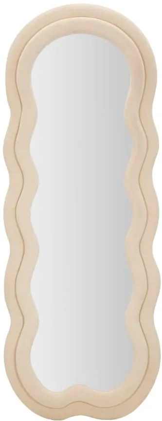 Specchio Murale Elegante Miki in Velluto Crema 60x4x160 cm
