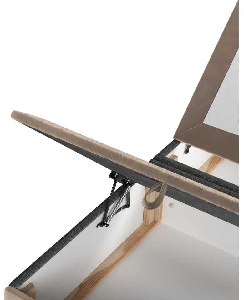 Letto matrimoniale imbottito beige con contenitore 180x200 cm Tate - Maison de Rêve