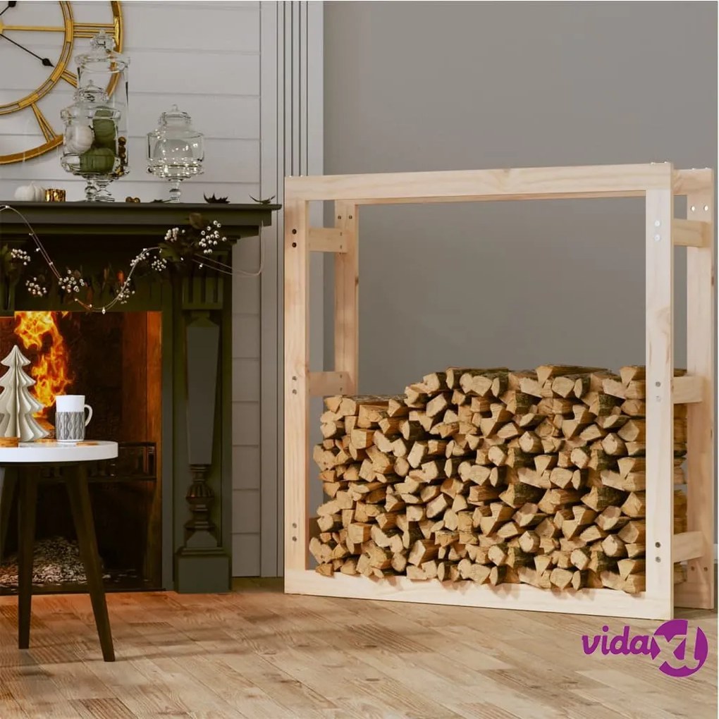 vidaXL Portalegna 100x25x100 cm in Legno Massello di Pino