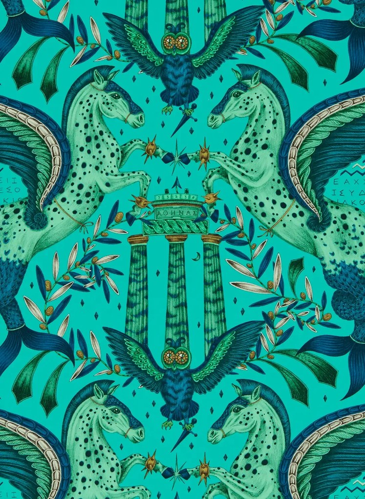 Clarke & Clarke Carta da parati Odyssey Mythos - Peacock