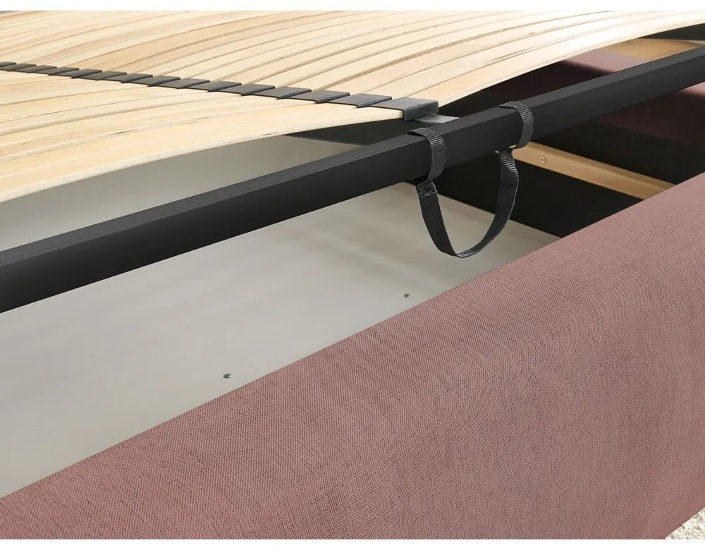 Letto matrimoniale imbottito rosa chiaro con contenitore a griglia 160x200 cm Jagna - Bobochic Paris
