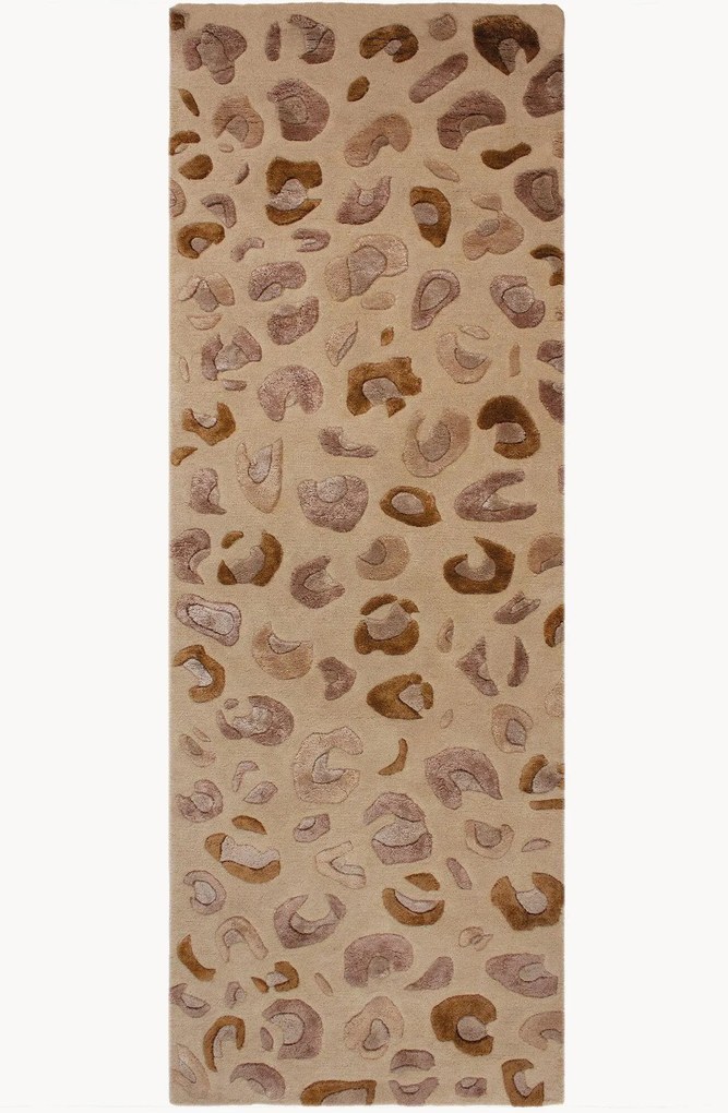 Passatoia in viscosa fatta a mano con motivo in rilievo Leopard Print