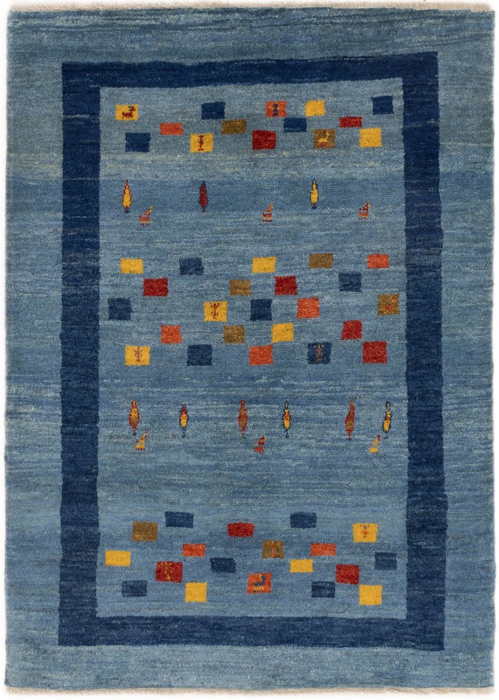 Gabbeh Tappeto 130 x 170 Blu (Iran) Annodato A Mano