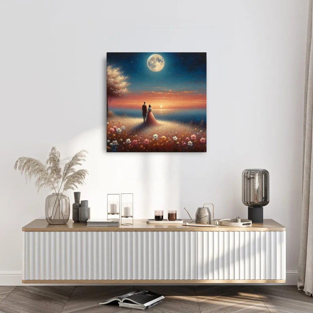 Quadro su tela – Passeggiata romantica tra i fiori