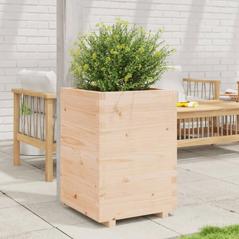 Fioriera Da Giardino 50x50x72,5 Cm İn Legno Massello Di Pino /