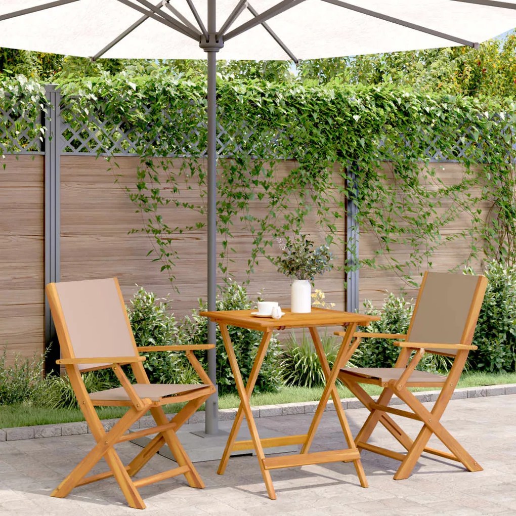 Set Da Bistrot 3pz Tortora İn Tessuto E Legno Massello /