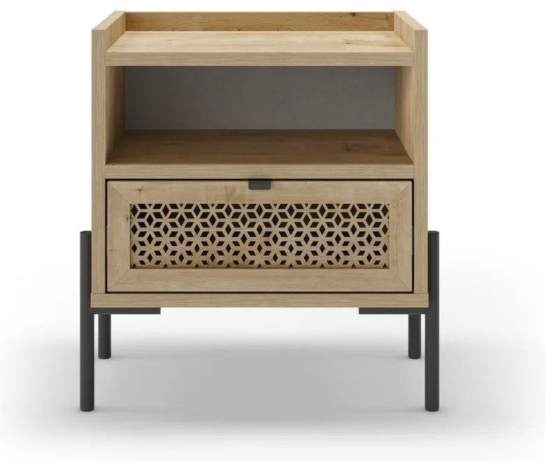 Comodino in rovere con ripiani in colore naturale Inca - Marckeric