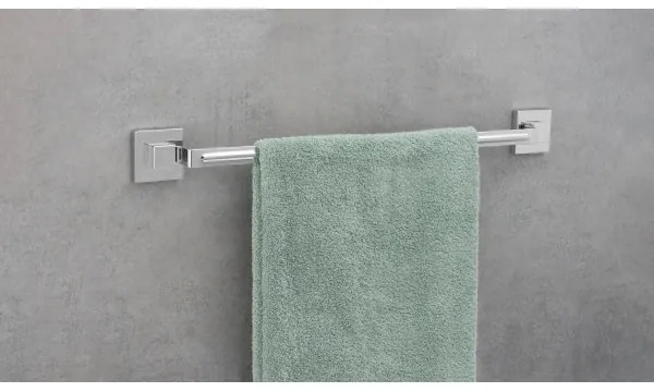 WENKO 22684100-Porta asciugamani VACUUM-LOC QUADRO ED 60,5x6 cm argento/cromo lucido