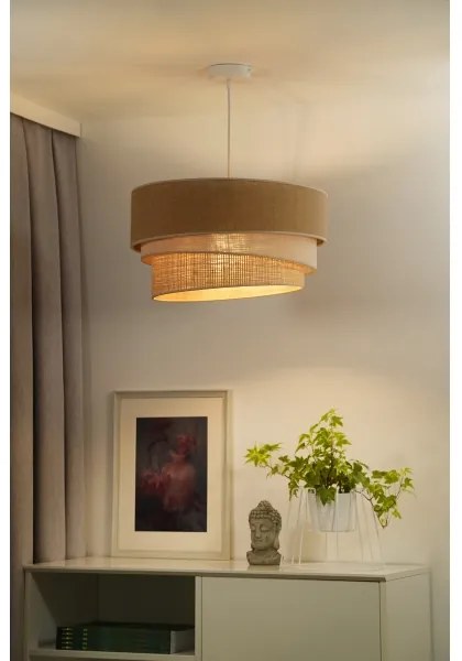 Duolla - Lampadario a sospensione con filo YUTE TRIO 1xE27/15W/230V diametro 45 cm marrone/grigio/beige