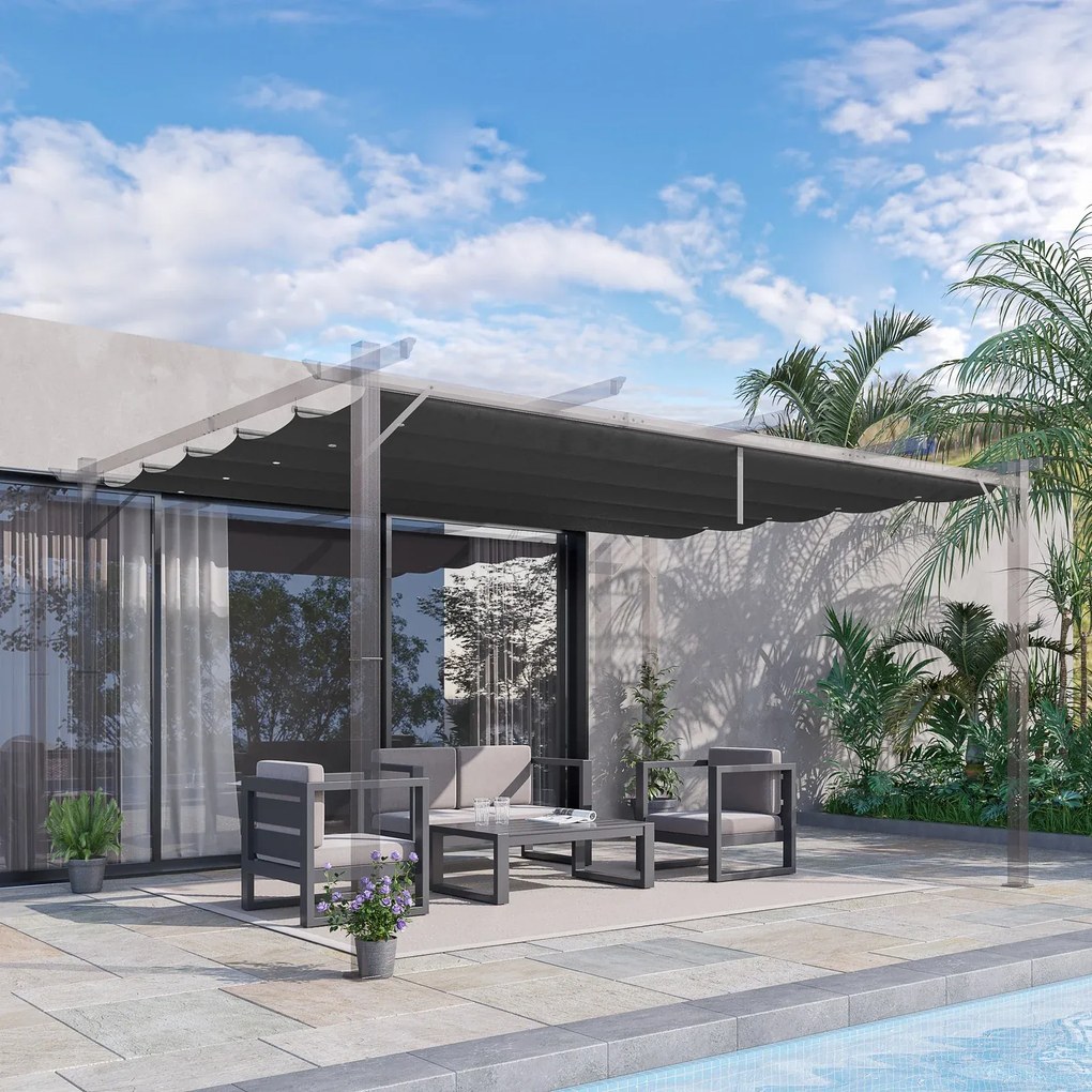 Telo di Ricambio per Pergola da Giardino 350x260 cm in Poliestere Grigio Scuro...