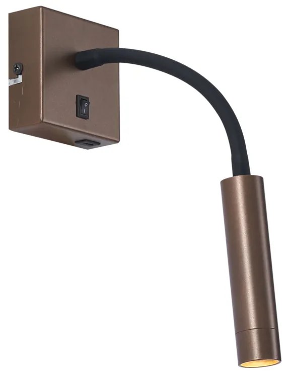 Lampada da parete moderna bronzo con USB-C - Gosna