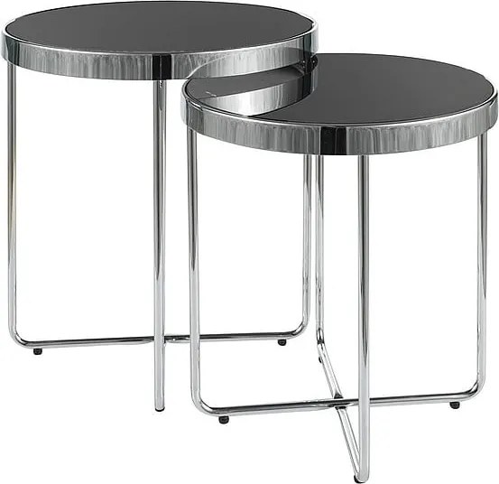Set di 2 Tavolini da caffè Saga in nero/argento