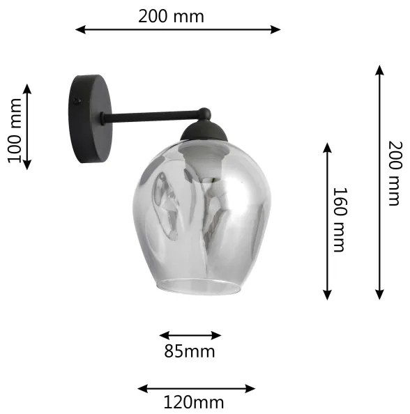 Applique LILI 1xE27/15W/230V nero/grigio
