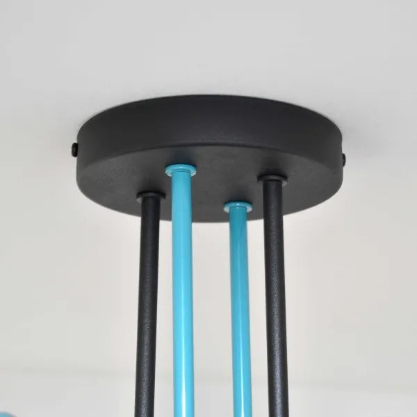 Lampadario a plafone OXFORD 4xE27/15W/230V nero/turchese
