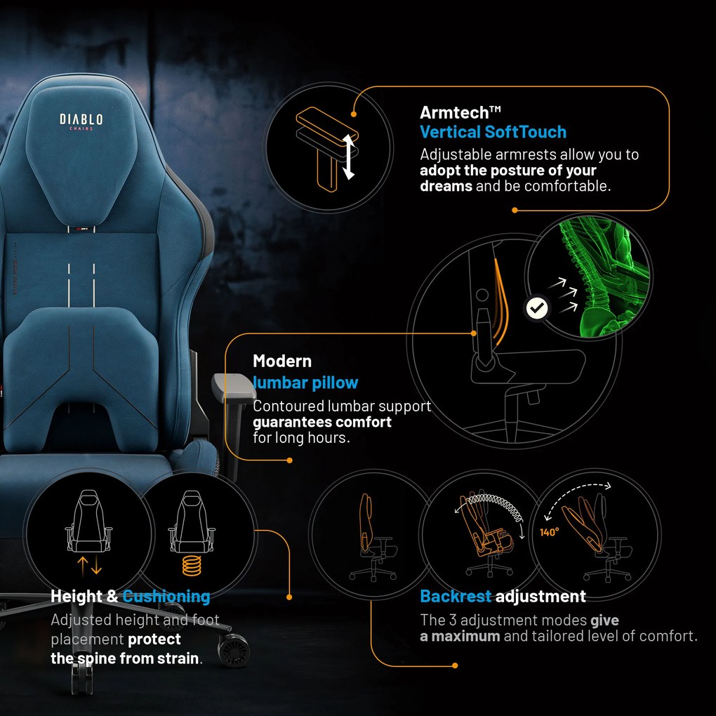 Sedia Da Gaming Diablo X.One Prime, Normal Size, Meta Ocean
