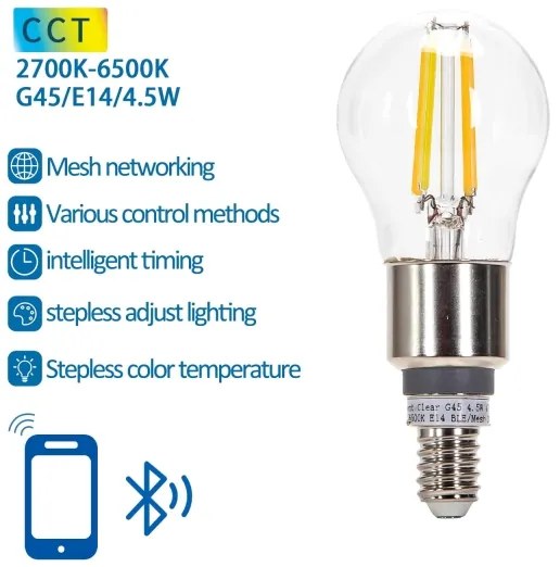 Lampadina LED FILAMENT G45 E14/4,5W/230V 2700-6500K - Aigostar