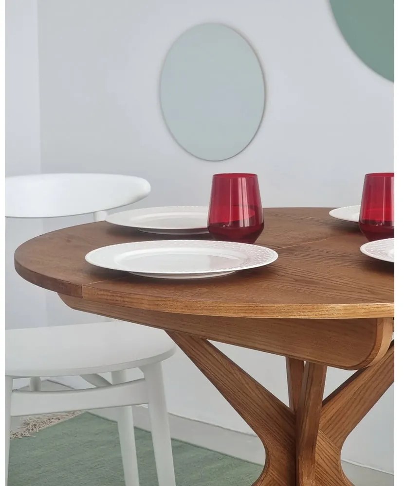 Tavolo da pranzo rotondo con effetto rovere allungabile con estensione ø 90 cm Jubi – Ragaba