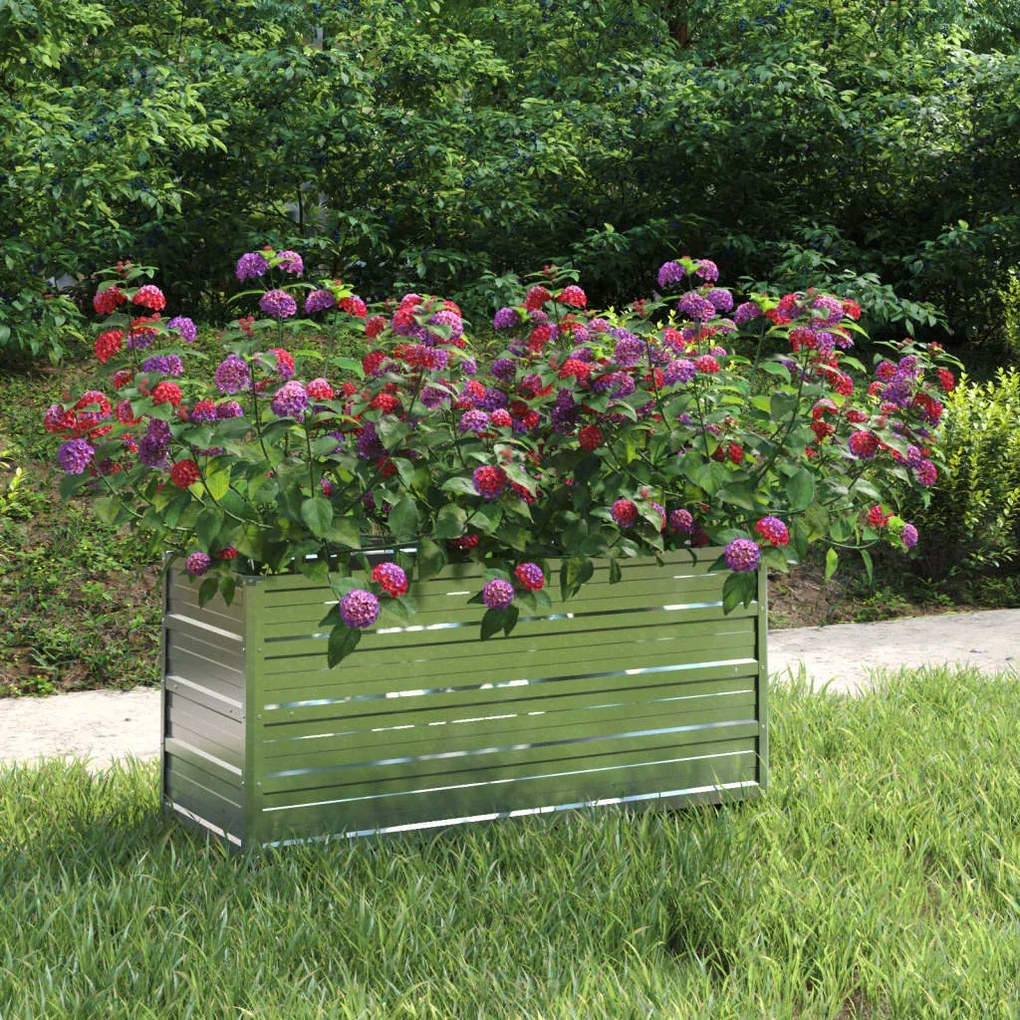 Letto Rialzato Giardino 100x40x45 Cm İn Acciaio Zincato Argento /