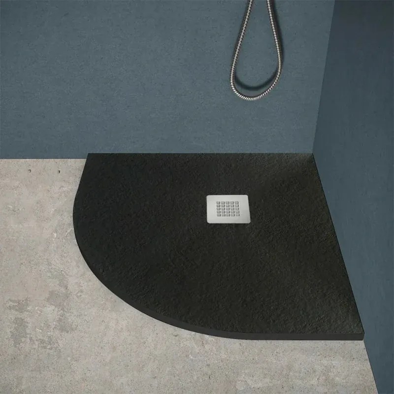 Piatto doccia semicircolare 90x90 antracite riducibile su misura Ten